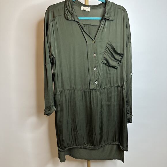 Sofia Made In Italy Silky Dress Womens XL Green Romantic Elegant Designer Gown - Picture 3 of 6